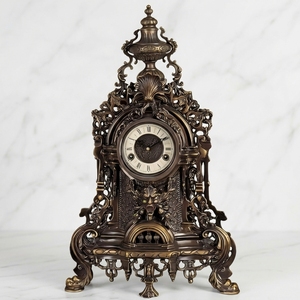 Reloj de Pared Mecánico de Latón, Estilo Rococó Francés Luis XV, Imitación Antigua del Siglo XVIII, Grande, con Diseño <span class=keywords><strong>Boulle</strong></span> - Product Image 1