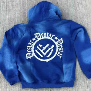 Custom Manufacturer Applique Embroidery French Terry Dtg Print Zip up Stone Washed 100% Cotton <b>Lined</b> <b>Hoodie</b> with Custom Logo - Product Image 3