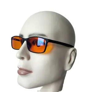 نظارات رقمية مستطيله TR90 كهرماني برتقالي مضاد للضوء الأزرق واقي للعين مضاد للأشعة الزرقاء