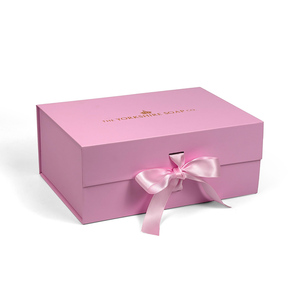 Caja <span class=keywords><strong>de</strong></span> <span class=keywords><strong>Regalo</strong></span> Magnética Rosa con Asa <span class=keywords><strong>de</strong></span> Listón, Empaque Rígido Plegable Personalizado para Ropa y Comercio Electrónico - Product Image 1