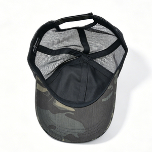 Casquette de camionneur camouflage noire avec logo patch, toile et dos en maille, réglable, snapback, tactique, unisexe, pour l'extérieur, style affirmé - Product Image 4