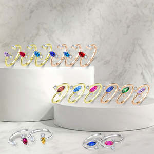 925 cincin perak halus tetesan air mewah zirkonia kubik janji grosir cincin dapat disesuaikan untuk anak perempuan wanita cincin terbuka - Product Image 4