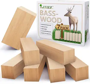 7 pack premium whittling balsa wood unfinished polished natural basswood carving blocks kit for beginner to expert
