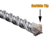 Mèche de perceuse à percussion SDS Plus avec pointe en carbure de tungstène pour béton, brique, pierre, maçonnerie, norme DIN, mèche de perceuse rotative robuste