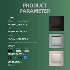 Sakelar lampu dinding listrik barang baru Eropa 10A sakelar tombol tekan dinding Aluminium 1 Gang 1 arah <span class=keywords><strong>2</strong></span> arah EU 250V - Product Image 5