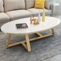 Table basse/de salon de style nordique, moderne et minimaliste, petite, compacte, avec plateau en dalle de roche, facile à assembler, pour usage domestique ou commercial