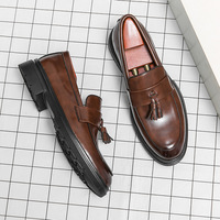 Zapatos Casuales de Negocios para Hombre, Nuevos, Estilo Brogue, Transpirables, de Cuero, con Borlas, Mocasines Sin Cordones, Cómodos, Duraderos, para Uso Diario en la Oficina
