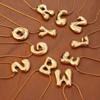 Bijoux de mode femmes Mini Petite Petite Bulle Plaqué Or en Acier Inoxydable Petit Alphabet Puffy Lettre Initiale Pendentif collier