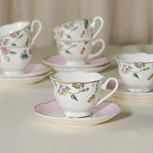 Juego de Taza y Platillo de Cerámica Floral Personalizada S/6, 70 ml, Taza de Café y Té, Porcelana China, Nueva Porcelana de Hueso, Caja de Regalo - Product Image 3