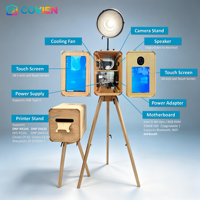 Photomaton en bois double face avec deux écrans tactiles de 18,5 et 14 pouces, PC Windows, location pour événements, directement de l'usine