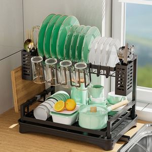 <b>Kitchen</b> Shelf Rack Drying Drain Stainless Steel Over the Sink Dish Drying <b>Storage</b> Rack 2 Tier Dish Rack for <b>Kitchen</b> - Product Image 2