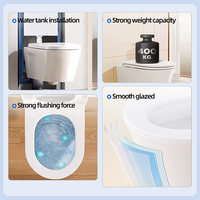 WC monobloc en céramique blanc au design moderne pour salle de bain, fixation murale