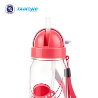 Bouteille d'eau en plastique mignonne à motif de dessin animé, facile à nettoyer, anti-fuite, avec couvercle à paille, pour étudiants