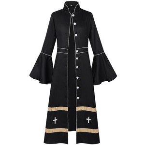 Nuevo Hábito Sacerdotal, <span class=keywords><strong>Ropa</strong></span> <span class=keywords><strong>de</strong></span> Clérigo, Túnica <span class=keywords><strong>de</strong></span> Poliéster Mate con Bordado Dorado, Traje <span class=keywords><strong>de</strong></span> Coro, Vestido Maxi Litúrgico para Pastor - Product Image 2