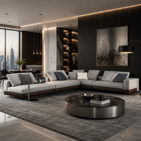 Canapé d'angle modulaire en cuir artificiel en forme de L YUANCHANG, pieds en acier inoxydable noir, canapé d'angle moderne pour entrepôt et villa