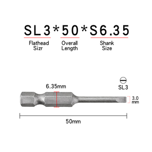 Embout magnétique à tête plate de 3 mm, longueur 50 mm, tige hexagonale de 1/4 pouce, acier S2 <span class=keywords><strong>pour</strong></span> visseuses à chocs, aimant puissant, usage industriel - Product Image 2