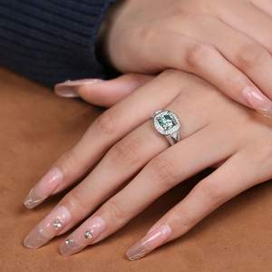 Cincin Moissanite Potongan Cushion <span class=keywords><strong>2</strong></span>.5CT Mewah Ringan, Perhiasan Perak Sterling 925, Cincin Pertunangan/Pertunangan Moissanite Fashion untuk Wanita - Product Image 3