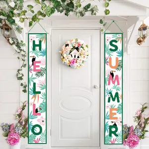 Hot Selling Hawaii Theme Hello Summer Welcome Sign Hanging Banner for Front Door