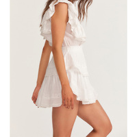 Robes mini enveloppantes blanches à col en V et volants, de haute qualité, personnalisées, pour femmes, par des créateurs de mode