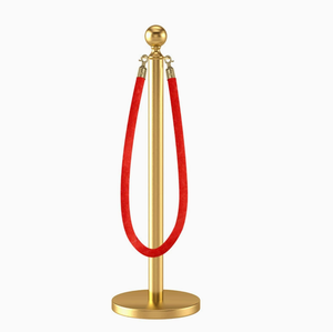 Poste de Barrera Personalizado de Acero Inoxidable con Superficie Dorada y Roja para Bodas y Museos, Protección IP67, Instalación Atornillada de Alto Impacto para Control de Multitudes - Product Image 1