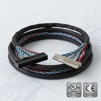 Kabel LVDS 40 Pin Kustom Pabrik, Konektor Adaptor 50 Pin, PVC, Berperingkat IP66, Konduktor Tembaga Berlapis Timah untuk Mesin Peralatan Rumah Tangga