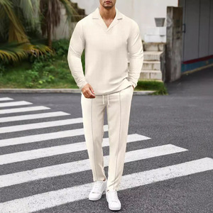 Mùa Thu Waffle Mens Jogger Thiết Lập Biểu Tượng Tùy Chỉnh Giản Dị Tập Luyện 2 Mảnh Phù Hợp Với Tracksuit Dài Tay Áo Bộ Với Quần - Product Image 5