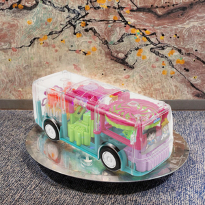 Transparent Plastic Gear Car Electric Music <b>Light</b> Simulation Model Baby Kids Toy Bus for 2 to 4 Years - Product Image 3