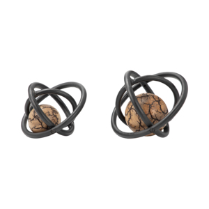 Sfera Geometrica in Metallo, Scultura Contemporanea in Legno, Decorazione d'Arredo per Bagno, Ufficio, Scaffale, Soggiorno - Product Image 4