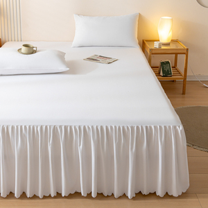 Phong Cách Bắc Âu Khách Sạn Nhà Rắn Đồng Bằng Màu Trắng Tinh Khiết Ren Xù 3Pcs Được Trang Bị Tấm Và Tấm Phẳng Thiết Lập - Product Image 2