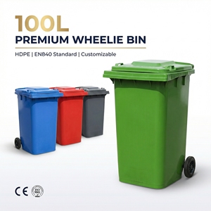 Contenedor <span class=keywords><strong>de</strong></span> <span class=keywords><strong>Basura</strong></span> <span class=keywords><strong>de</strong></span> Plástico Ecológico <span class=keywords><strong>de</strong></span> <span class=keywords><strong>100</strong></span> <span class=keywords><strong>Litros</strong></span> con Tapa, Contenedor <span class=keywords><strong>de</strong></span> <span class=keywords><strong>Basura</strong></span> Móvil con Ruedas Grandes para Saneamiento Urbano al Aire Libre - Product Image 2
