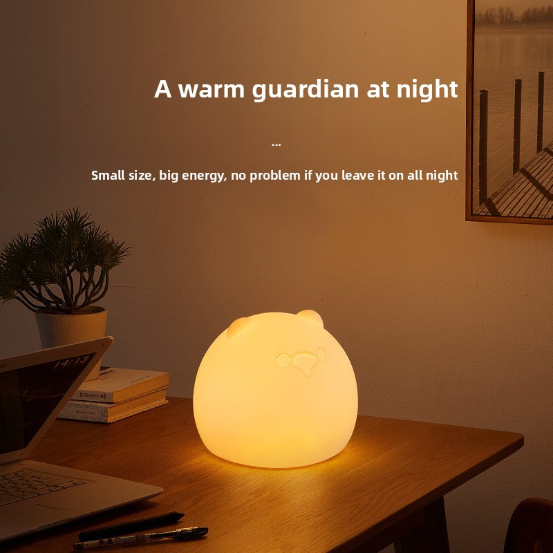 Cross-Border New LED Night Light Creative Gift Little Bear Horizontal Bedside Remote-Controlled Seven-Color Soft-Light