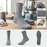 Chaussettes en fibres écologiques, coton et élasthanne, mélange de coton, coupe ras du cou, gris royal, tricot contrôlé, talon et bout renforcés, entretien facile, taille personnalisée