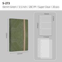 Kunden spezifische PU Grün Grau Premium 3 Zoll 3 Gitter/3,5 Zoll 3 Gitter New Style Denim Eisen Klemme Loch Karte Buch Ring Binder Karte Album