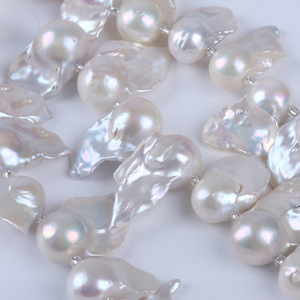 Perles d'eau douce blanches Zhuji de 18 mm pour bracelet DIY, perles d'imitation de couleur ballon à trou de 14-18 mm, perles d'eau douce naturelles - Product Image 4
