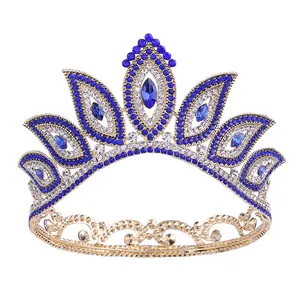 Boda cumpleaños corona Tiara barroco Rhinestone nupcial redondo al por mayor