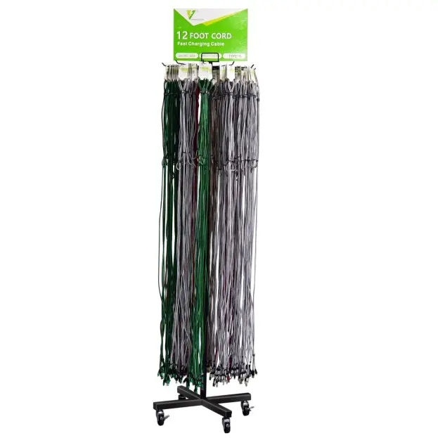 Floor metal Data cable wire display 10 FT data cable display for retail store holder for 100 pcs data cable 10FT