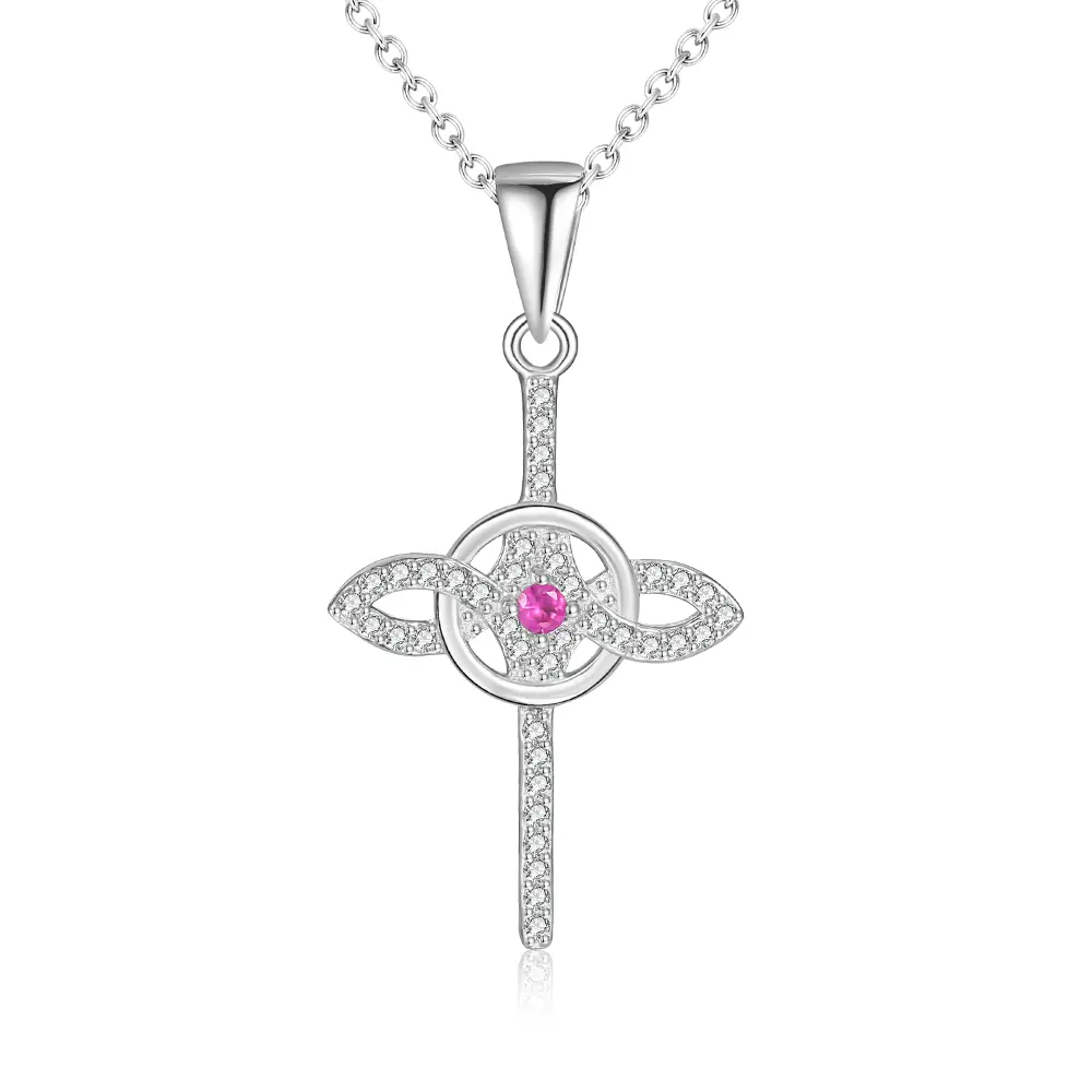 925 Sterling Silver Infinite Cross Pendant Jeus Christian Jewellery Cross Necklace for Women