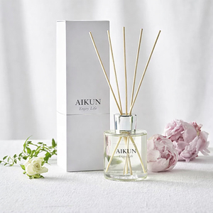 Aikun Private Label Clean Custom 100ml White Tea Formula Clear Round Glass <b>Reed</b> <b>Diffuser</b> Gift Box Set For Spa Room - Product Image 1
