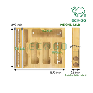 6 en 1 bambou Ziplock sac organisateur de stockage feuille d'aluminium bambou Ziplock sac organisateur Wrap distributeur avec Cutter avec Cutter - Product Image 2