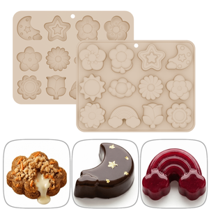 Molde de silicona 3D de grado alimenticio Platinum, molde de silicona para fondant, molde para barra de chocolate, moldes de silicona para decoración, 12 cavidades con forma de flor. - Product Image 4