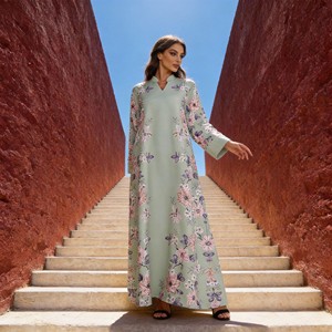 Robe Abaya en Polyester Imprimée Personnalisée de Haute Qualité, Vente en Gros Premium, Élégante, pour Femmes Musulmanes, Occasion du Soir - Product Image 4