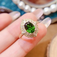 Factory Wholesale Hot Sale Vintage Design 925 Sterling Silver Women's Wedding Ring Natural Diopside Engagement Gift