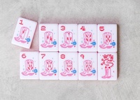 Juego de Fichas de Mahjong Americanas de Acrílico Ecológico, 160 Piezas, Tema del Desierto Occidental y Vaqueros, Fichas de Mahjong Impresas Personalizadas