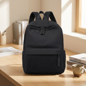 Sac à dos en velours côtelé noir, sac d'école côtelé, sac à dos souple de voyage, sac à dos décontracté pour ordinateur portable - Product Image 4