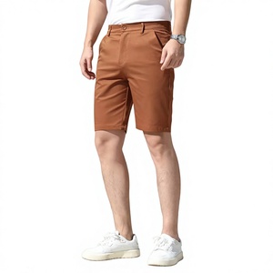 Shorts Bermuda décontractés pour hommes, longueur genou, fermetures éclair sur le devant, mélange de coton et de spandex extensible, taille mi-haute, 180g, séchage rapide - Product Image 2