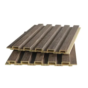 Indoor Partition Slat Wall Cladding Background Board Wpc Fluted Wall Panel Click Installation For Apartment Interior Decoration