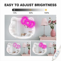 Grand miroir mural intelligent Hello Kitty LED au design moderne irrégulier pour salon, décoration intérieure en verre