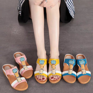 Sandales <span class=keywords><strong>orthopédiques</strong></span> confortables Xuanhui pour l'été, antidérapantes, style bohème, avec perles, pour la marche quotidienne, plateforme de 3 cm, tongs pour femmes - Product Image 4