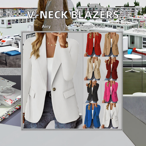 Chaqueta de Traje Casual Elegante para Mujer, Reversible, de Tela de Punto de Poliéster Transpirable, Precio Bajo al por Mayor - Product Image 3