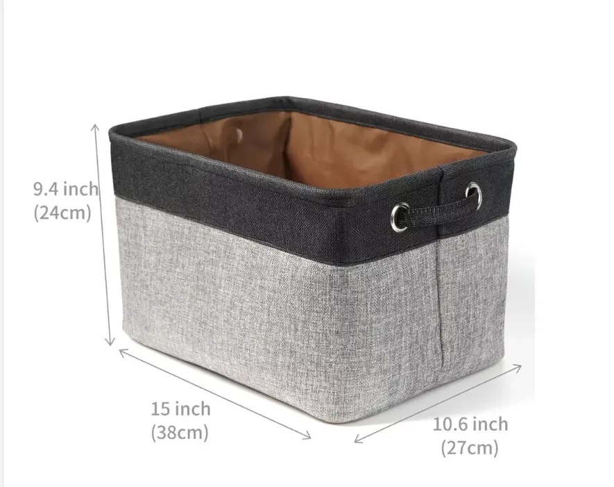 Cotton Linen Storage Basket Collapsible Toy Storage Box Organizer With Carry Handles For Toys Clothes Fabric Carton Foldable Box